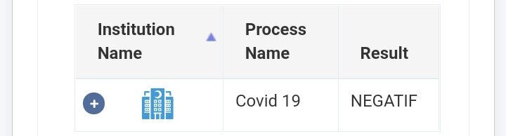 Negative COVID-19 test result