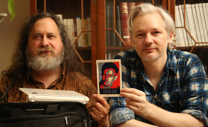 Assange, Stallman, and an image of Snowden